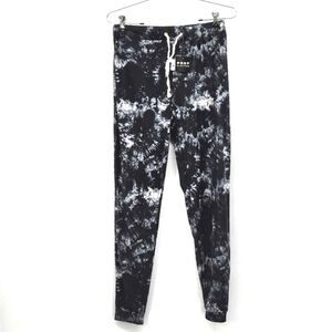 Poof Stretch Jogger Pants Tie Dye Print Women's Small Black, Grey & White